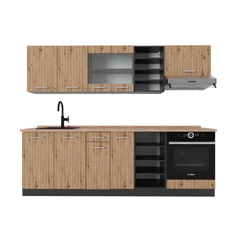 Vicco Zabudowa kuchenna R-Line, Artisan dąb/antracyt, 240 cm , BP Dąb