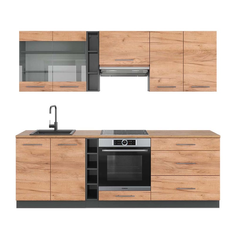 Vicco Szafka kuchenna Fame-Line, Złoty dąb power/antracyt, 235 cm , BP Dąb