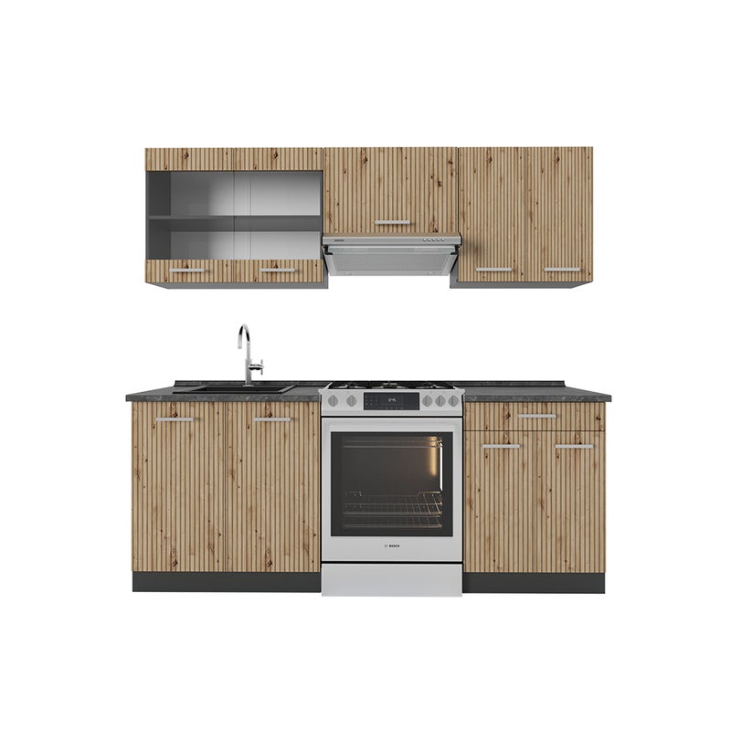 Vicco Aneks kuchenny R-Line, Artisan dąb/antracyt, 200 cm bez blatu roboczego