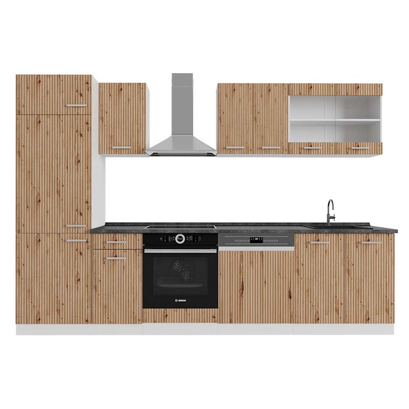 Vicco Aneks kuchenny R-Line, Dąb rzemieślniczy/biały, 300 cm , BP Antracyt