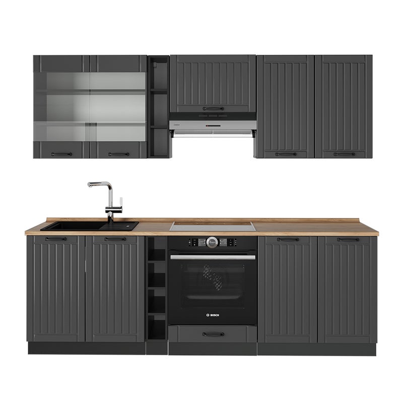 Vicco Zabudowa kuchenna Fame-Line, Ciemnoszary, 235 cm , BP Dąb