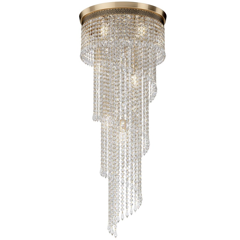 Lampa wisząca Cascade mosiężno-złota 12xE14x60W kryształowa wym: 100 x 42 x 42 cm kryształ Maytoni