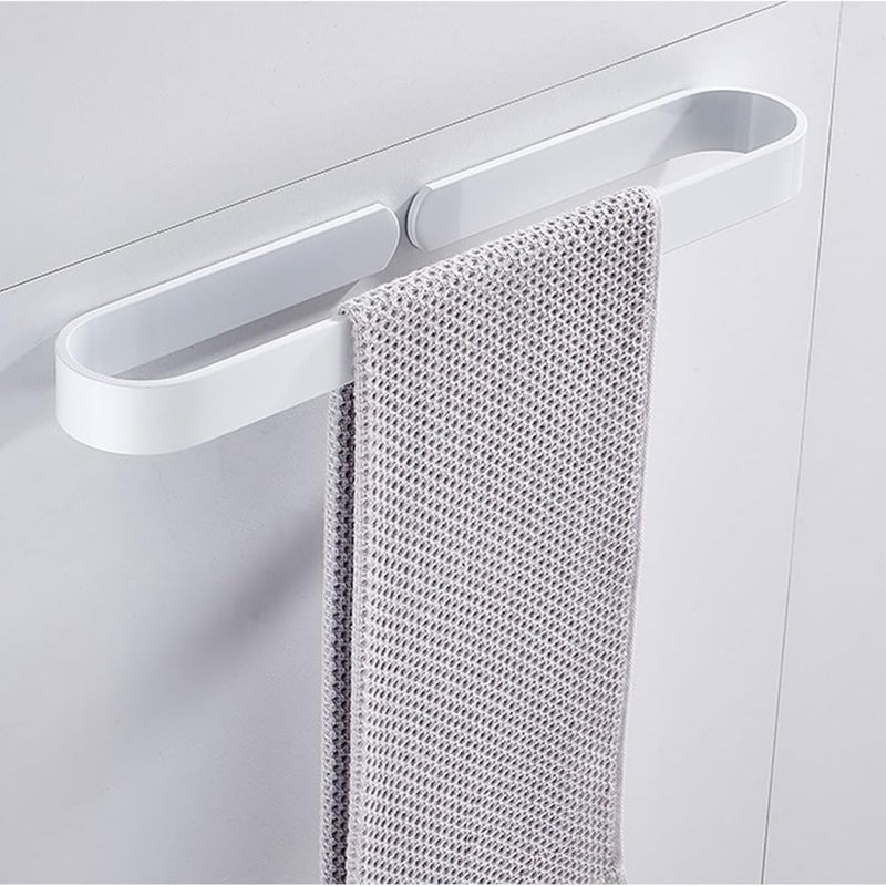 Samoprzylepny wieszak na ręczniki aluminiowy do montażu na ścianie, idealny do kuchni lub łazienki, biały, 30 cm