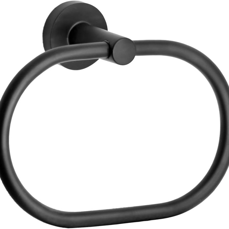Czarny owalny wieszak na ręczniki ze stali nierdzewnej - okrągły wieszak ścienny do łazienki