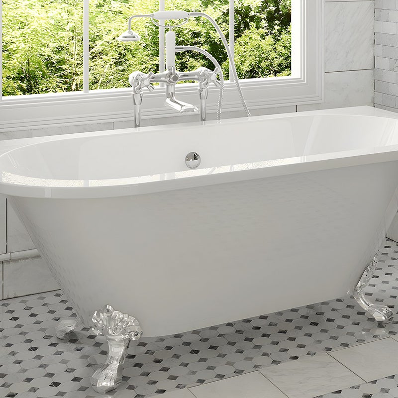 VENTE-UNIQUE Wanna wolnostojąca w stylu retro, z nóżkami – 154 l – 150 × 74 × 61 cm (dł. × szer. × wys.) – kolor biały – akrylowa - SPARUS
