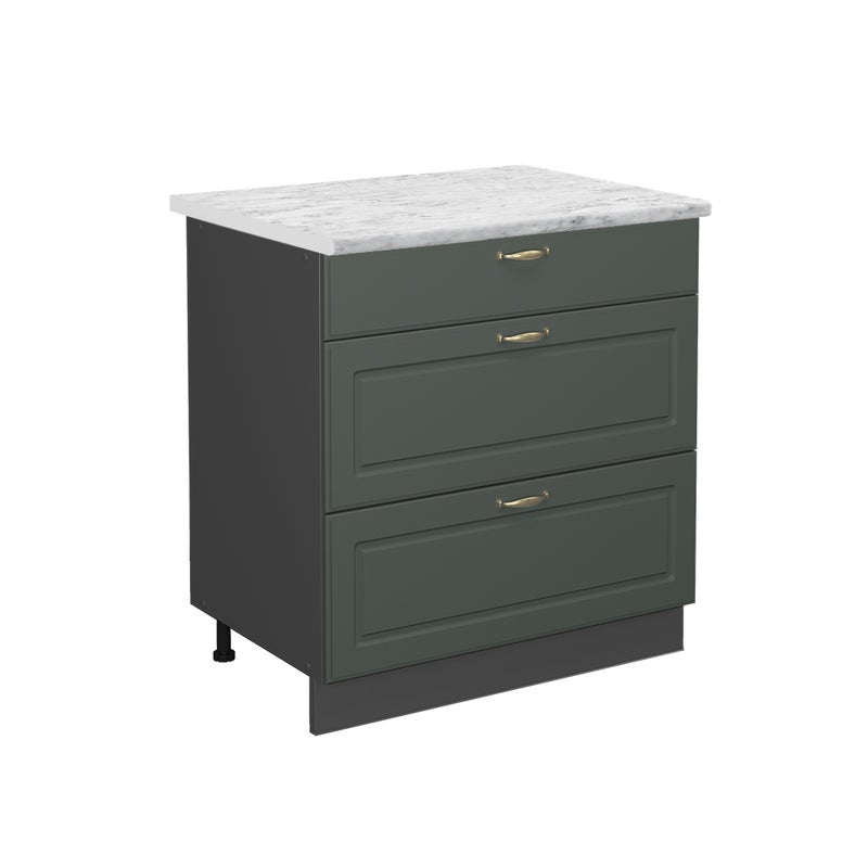 Vicco Szafka dolna do kuchni Fame-Line, Green Gold Country, 80 cm z 3 szufladami, BP Marmur