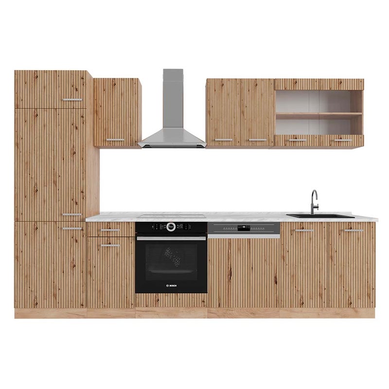 Vicco Aneks kuchenny R-Line, Dąb Artisan/Dąb Goldkraft, 300 cm , BP Marmur