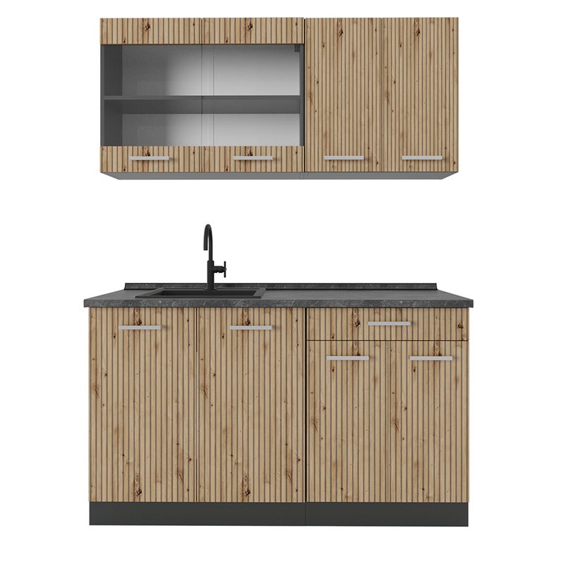 Vicco Pojedyncza kuchnia R-Line, Artisan dąb/antracyt, 140 cm bez blatu roboczego