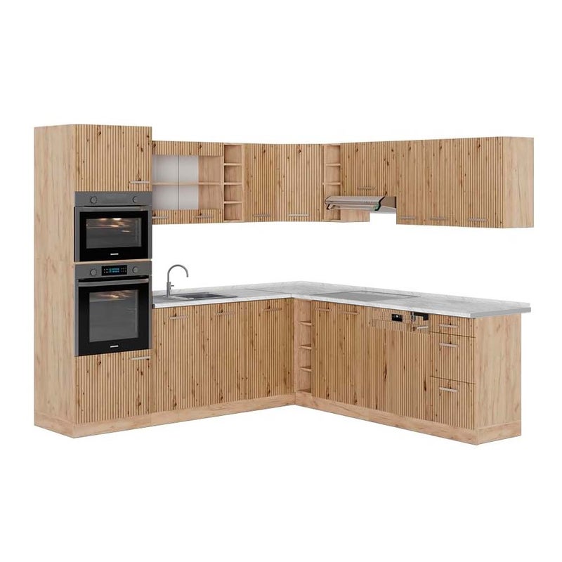 Vicco Kuchnia narożna R-Line, Dąb Artisan/Dąb Goldkraft, 247 x 60 cm , BP Marmur