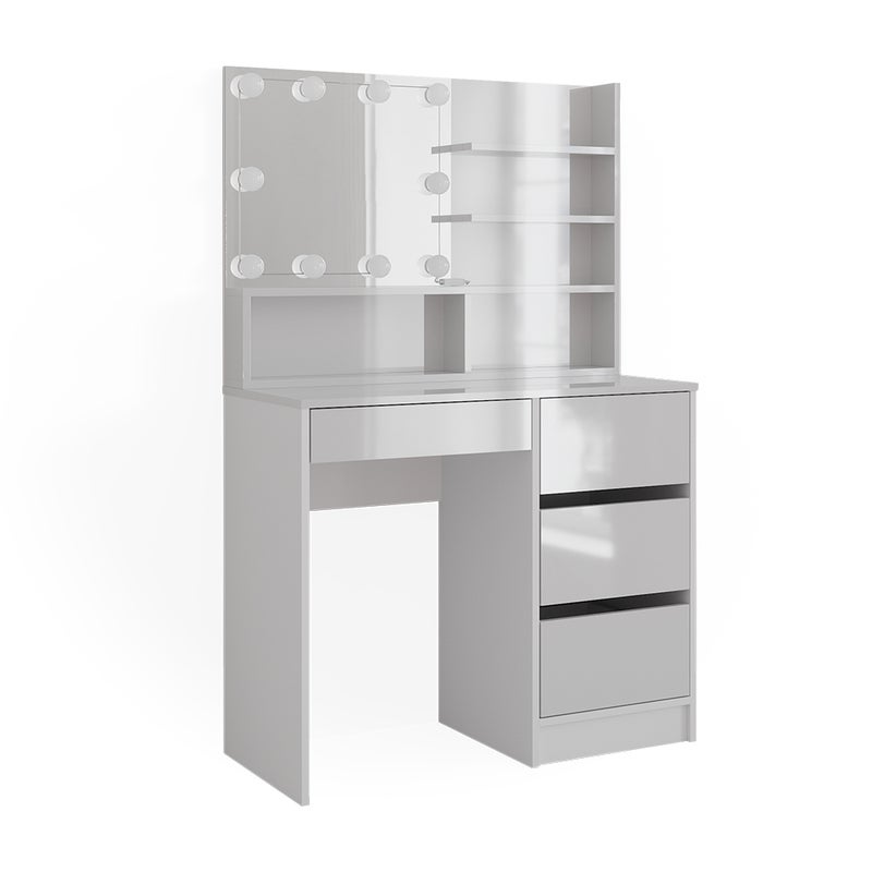 Vicco Stół do toalety Sherry, Biały, 90 cm z oświetleniem LED i półką z lustrem