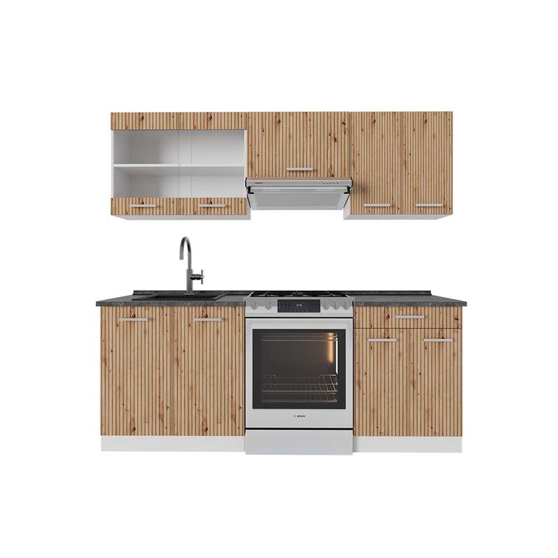 Vicco Aneks kuchenny R-Line, Dąb rzemieślniczy/biały, 200 cm , BP Antracyt