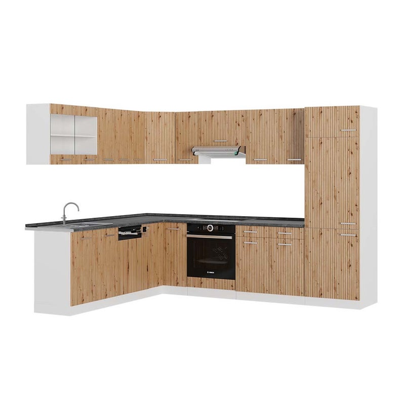 Vicco Kogoszczona kuchnia R-Line, Dąb rzemieślniczy/biały, 287 x 60 cm , BP Antracyt