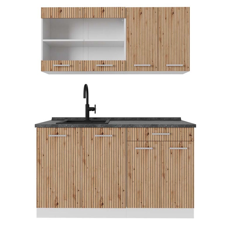 Vicco Pojedyncza kuchnia R-Line, Dąb rzemieślniczy/biały, 140 cm , BP Antracyt