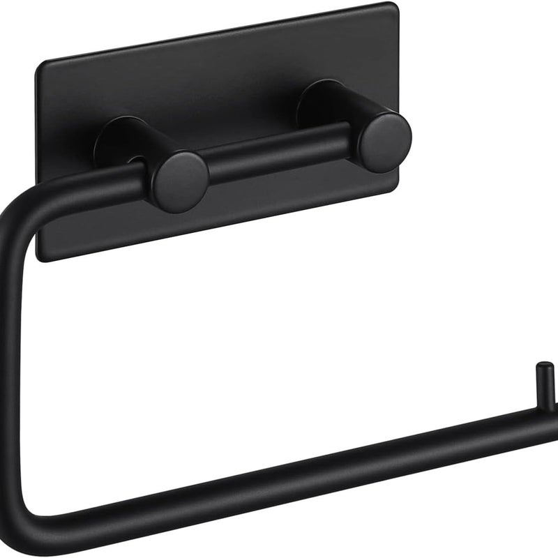 Samoprzylepny uchwyt na papier toaletowy, regulowany kwadratowy wieszak na ręczniki, czarny