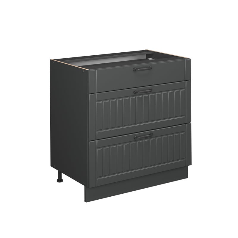 Vicco Szafka dolna do kuchni Fame-Line, Ciemnoszary, 80 cm z 3 szufladami, bez blatu roboczego