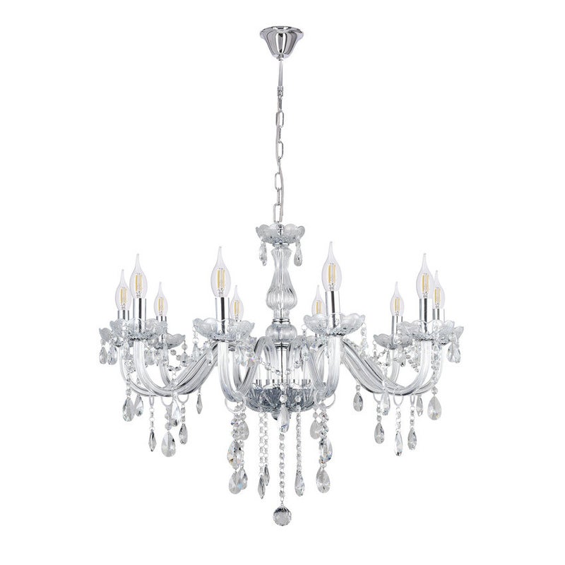 Lampa wisząca Cristallo przezroczysto-chromowana 10xE14x40W kryształowy wym: 105 x 78 x 78 cm szkło Candellux