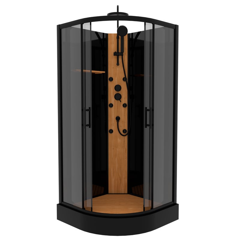 Kabina z hydromasażem WOOD 90x90x225 cm czarny mat SAVANA