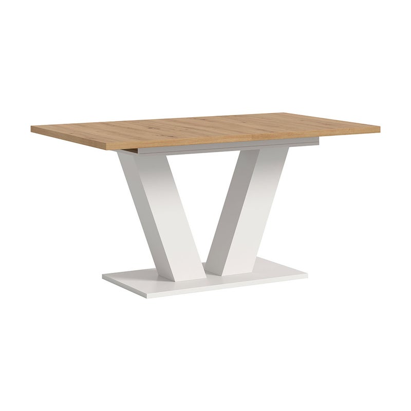 Motion stół do jadalni nogi V 90x150/190 cm z 1 wkładką dąb dekor, biały.