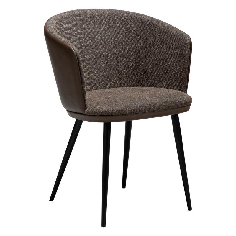 Hey Dan-Form krzesło stołowe z podłokietnikami PU skóra sztuczna, bouclé brązowy.