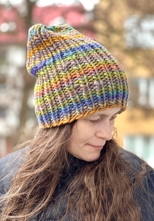 Czapka z merynosa 100% mix z zielonym