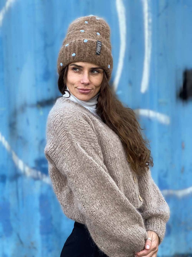MOHER MERINO czapka kropki groszki unisex