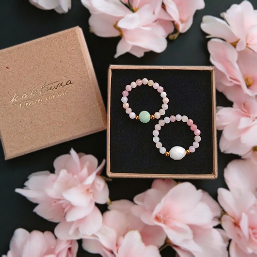 PREMIUM : zestaw pierścionków : cukierkowy : opal, amazonit, k.księżycowy