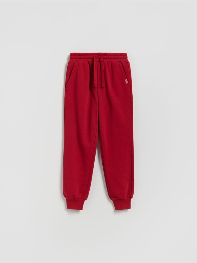 Reserved - Bawełniane spodnie jogger - czerwony