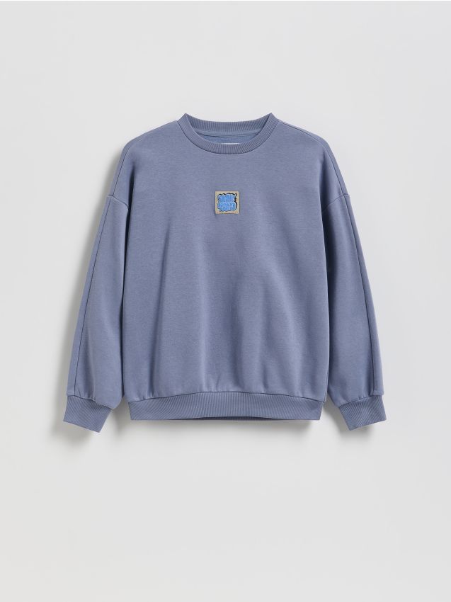 Reserved - Bawełniana bluza oversize - niebieski