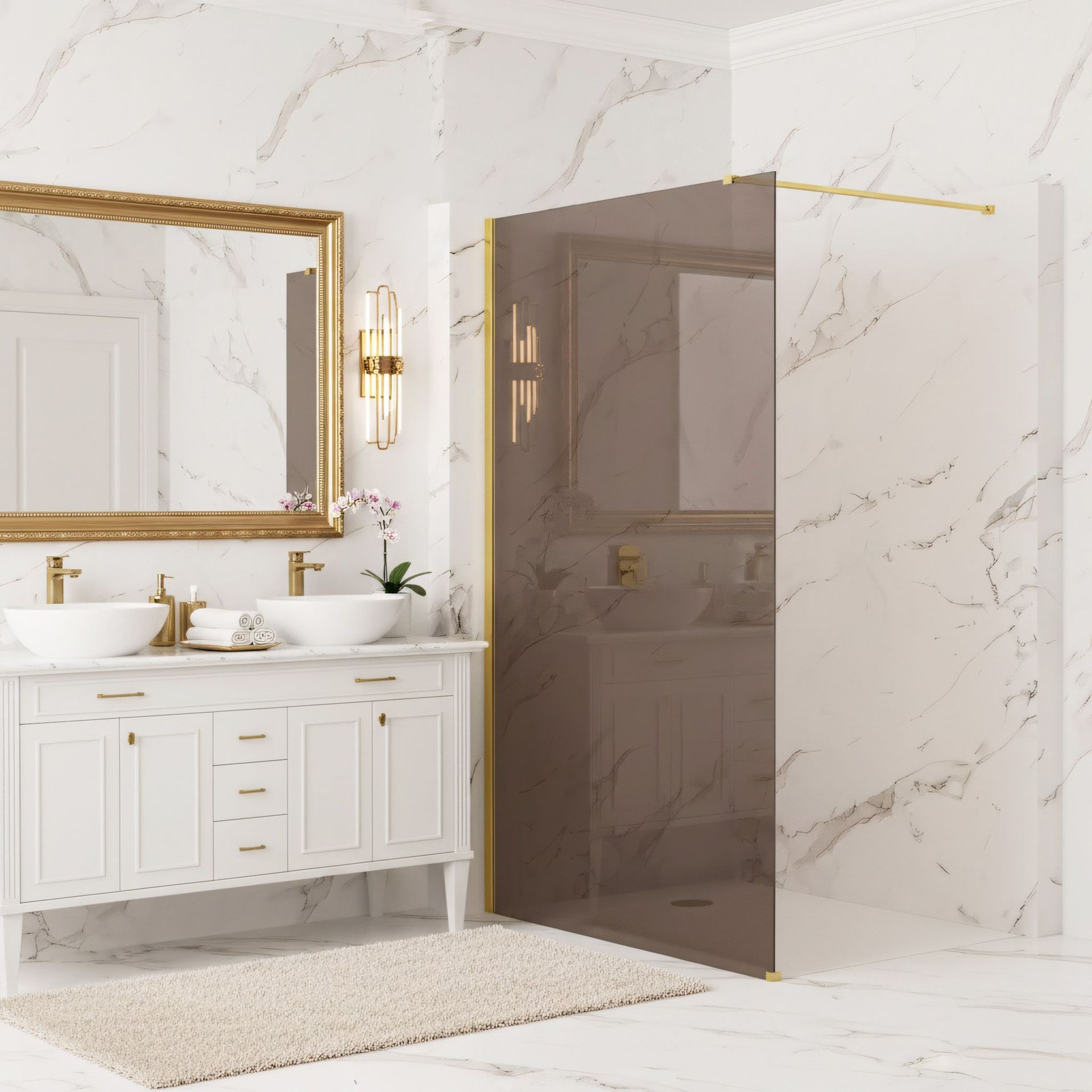Rea Kabina prysznicowa Walk-In Rea Flexi Brown / Gold 90