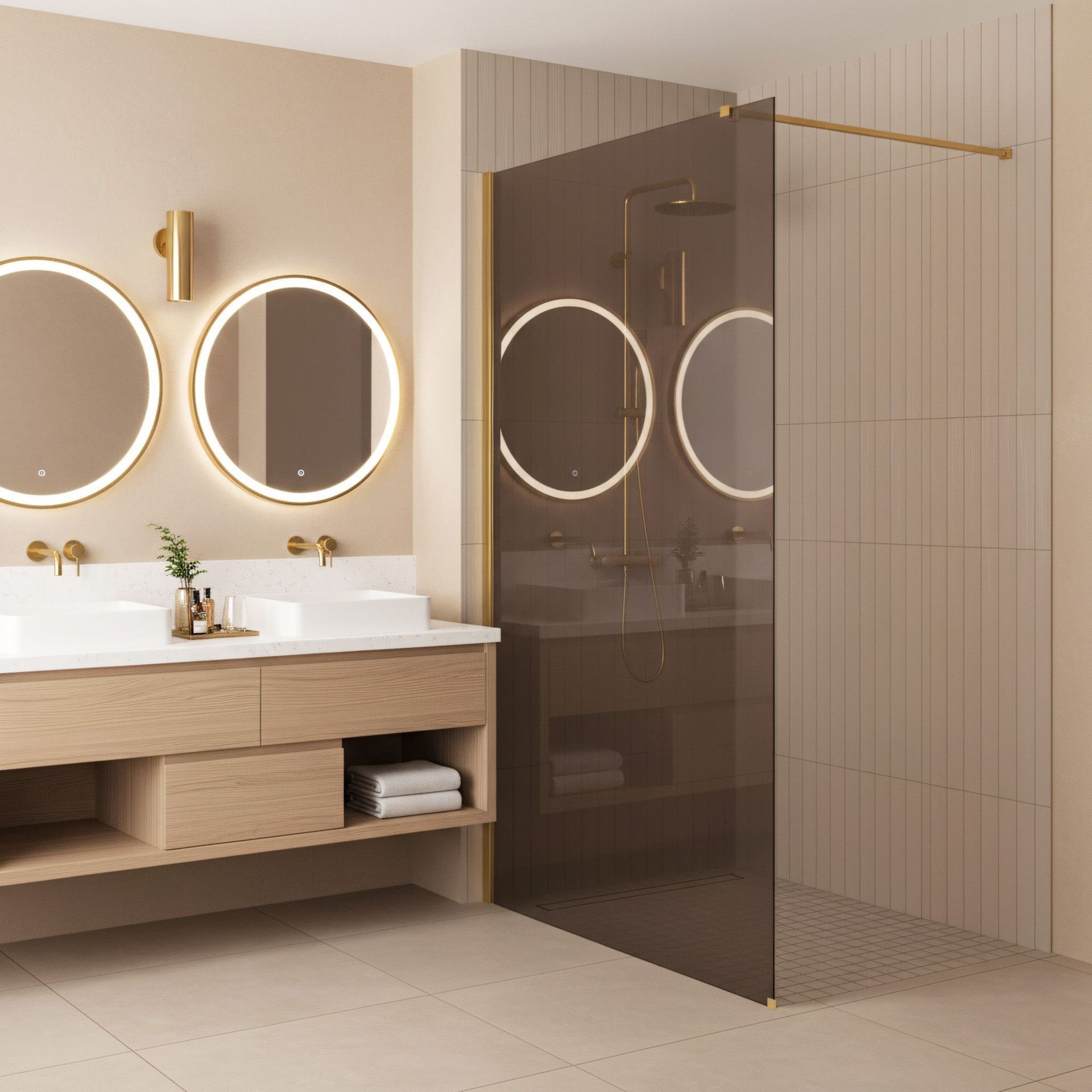 Rea Kabina prysznicowa Walk-In Rea Flexi Brown / Gold 120