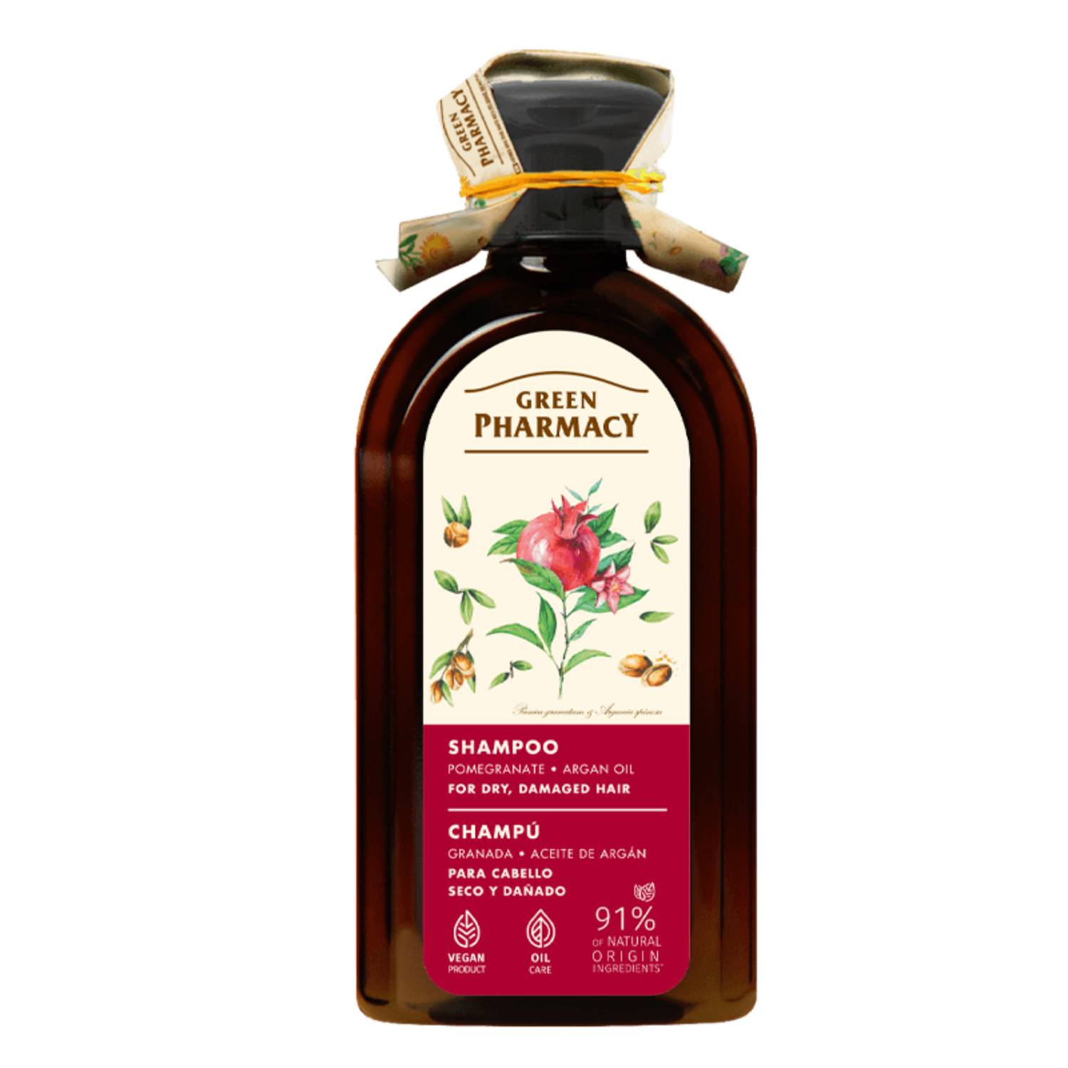 Green Pharmacy - szampon do włosów suchych i zniszczonych, Granat i olej arganowy, 350 ml