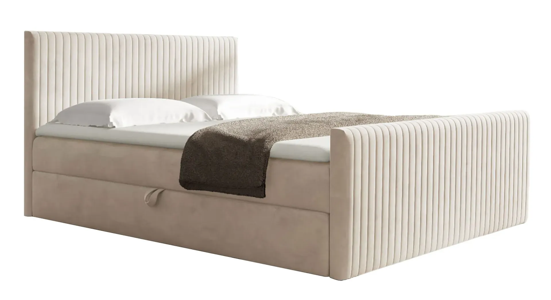 Beżowe pikowane łóżko kontynentalne 5 rozmiarów G1-G42