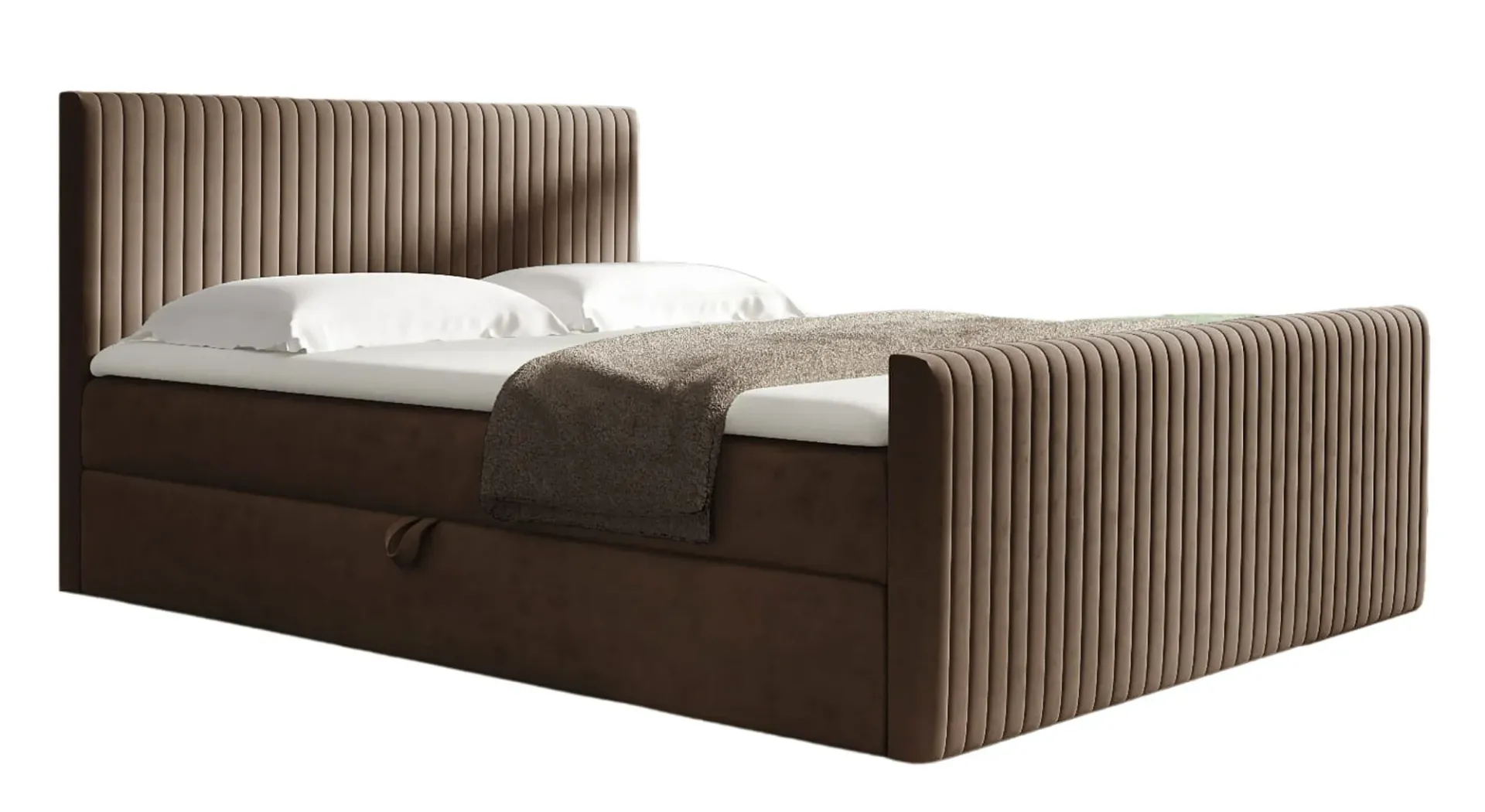 Brązowe welurowe łóżko kontynentalne 5 rozmiarów S3-H84