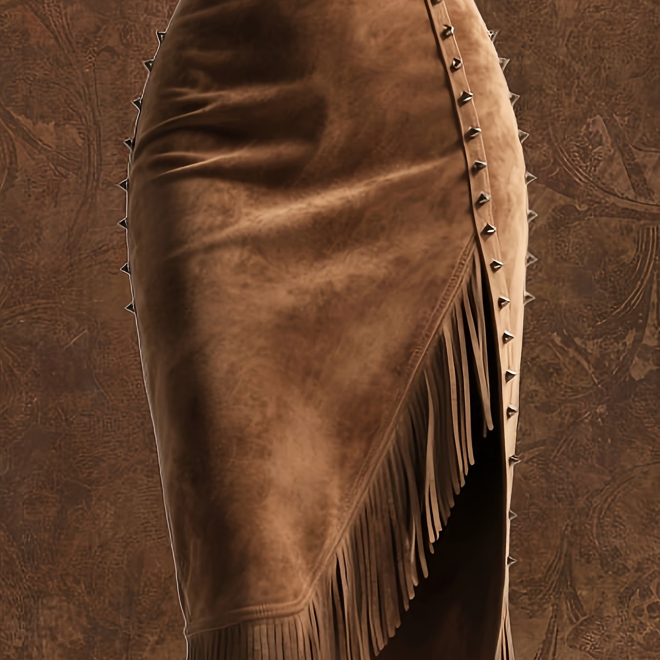 TEMU 'owa Spódnica z Frędzlami i Rozcięciem - Elegancka Półspódnica Mokasynowa na Wiosnę/Jesień, Pranie Maszynowe, Dodatek do Sukienki z Frędzlami