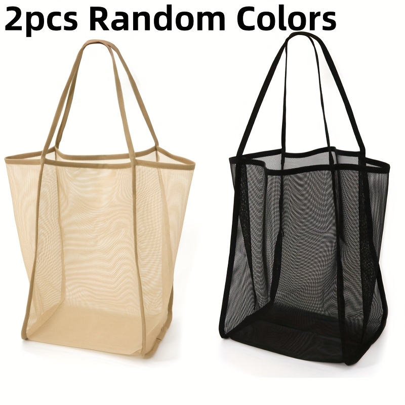 TEMU 2 szt. Bardzo Duże Składane Torby Siatkowe - Wytrzymała Torba Plażowa z Solidnymi Uchwytami, Otwarta Konstrukcja dla Nastolatków, Dorosłych,