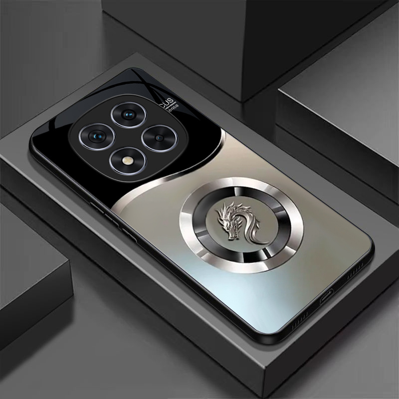 TEMU Etui na telefon: dla RedmiNote14Pro4G Szkło hartowane Twarda obudowa Okrągły gradient (bez efektu magnetycznego) Wzór z nadrukiem srebrnej głowy