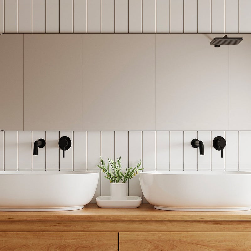 Lustro łazienkowe prostokątne z czarną ramą - 140x50 cm - DEMETRIA