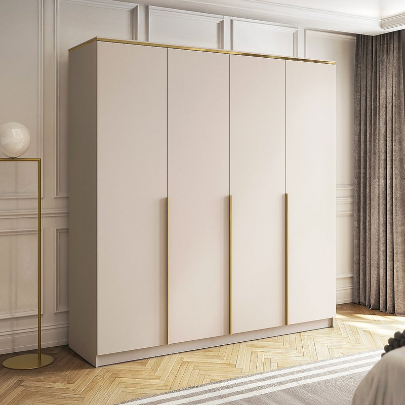 Szafa 4-drzwiowa - szer. 200 cm - Beżowy i złoty - VUKIA marki Pascal Morabito