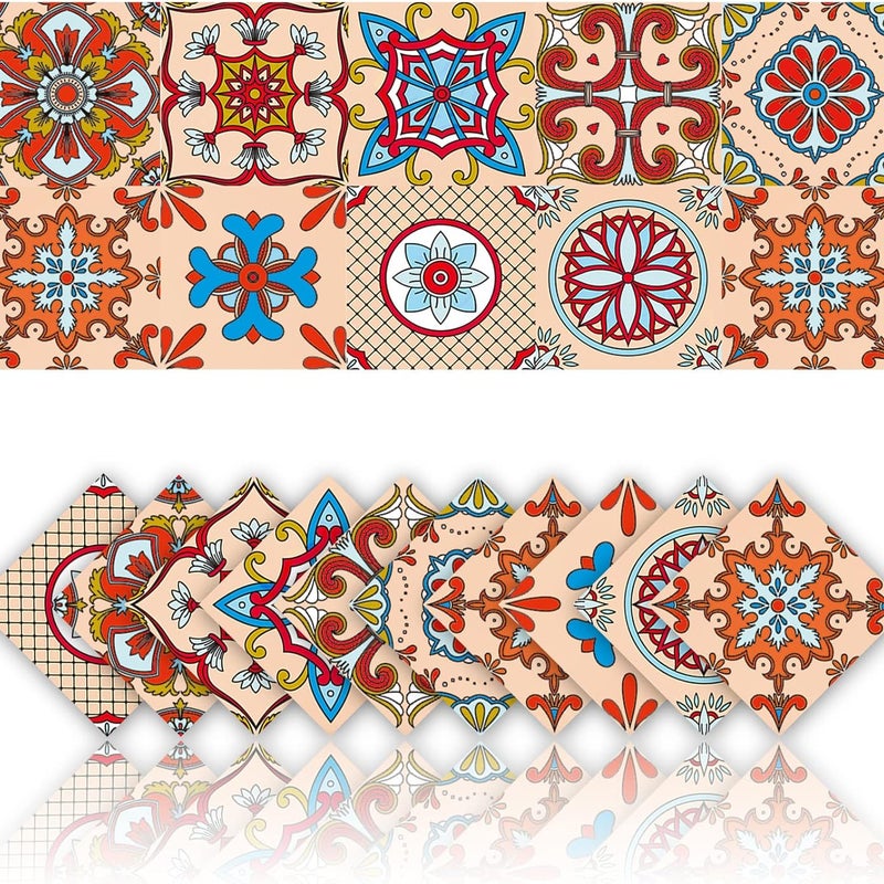 20 naklejek na płytki kuchenne, samoprzylepne płytki ścienne, naklejki do łazienki, wodoodporne naklejki ścienne z PVC, mozaika w stylu retro (10 x 10