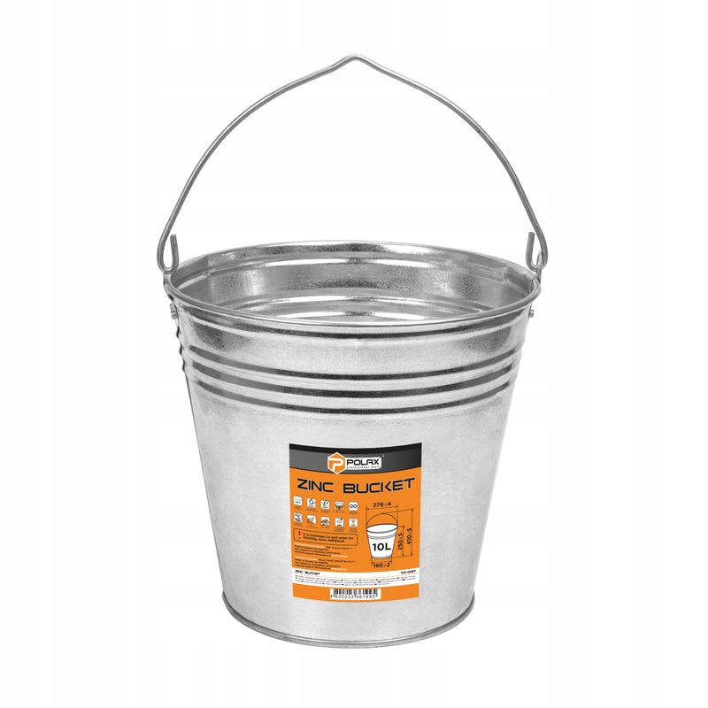 Polax Wiadro ocynkowane 10L metalowe mocne