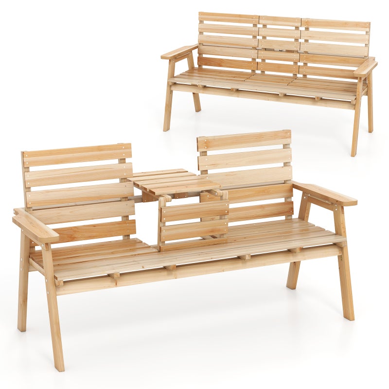 Ławka ogrodowa z litego drewna, ławka ogrodowa 2-osobowa, nośność 320 kg, 160 x 64 x 86 cm, naturalna