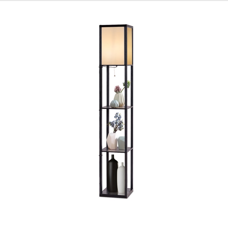 Lampa stojąca z 3 poziomami półek 220-240 V, 60 W Skandynawski design do sypialni i salonu, 26 x 26 x 160 cm, (żarówka nie wchodzi w skład zestawu)