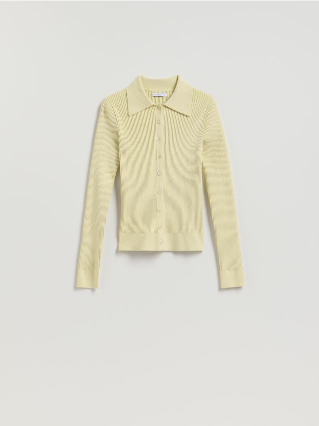 Reserved - Kardigan z kołnierzykiem - jasnozielony