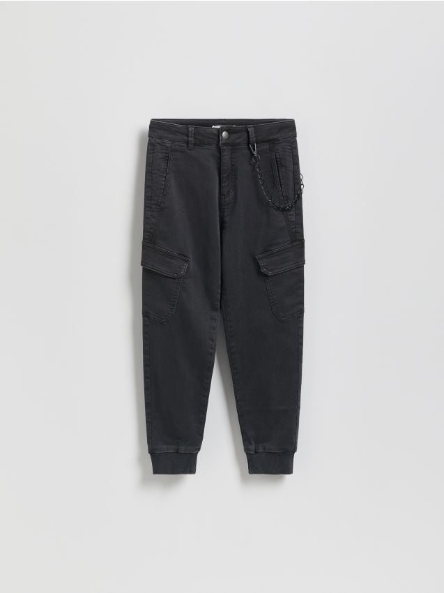 Reserved - Spodnie joggery z łańcuchem - ciemnoszary