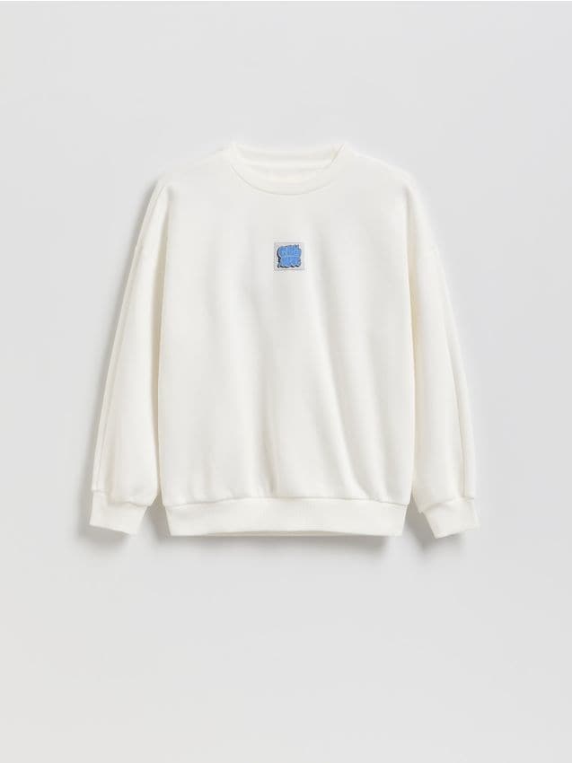 Reserved - Bawełniana bluza oversize - złamana biel