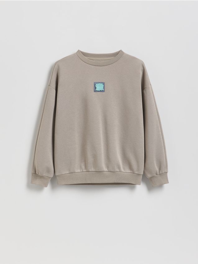 Reserved - Bawełniana bluza oversize - beżowy