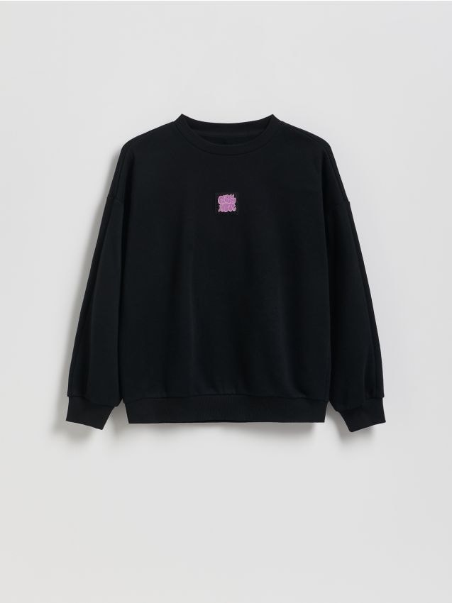 Reserved - Bawełniana bluza oversize - czarny