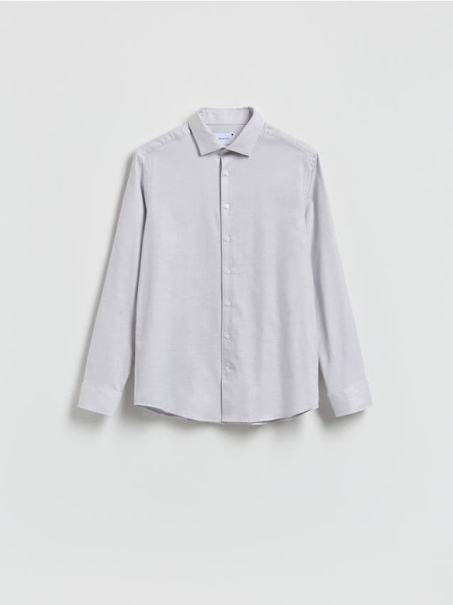 Reserved - Bawełniana koszula slim fit - jasnoszary