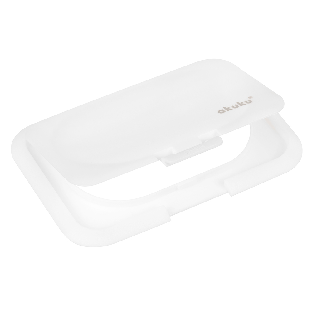 Akuku, wielorazowe wieczko do chusteczek nawilżanych, uniwersalne, białe, 1 sztuka