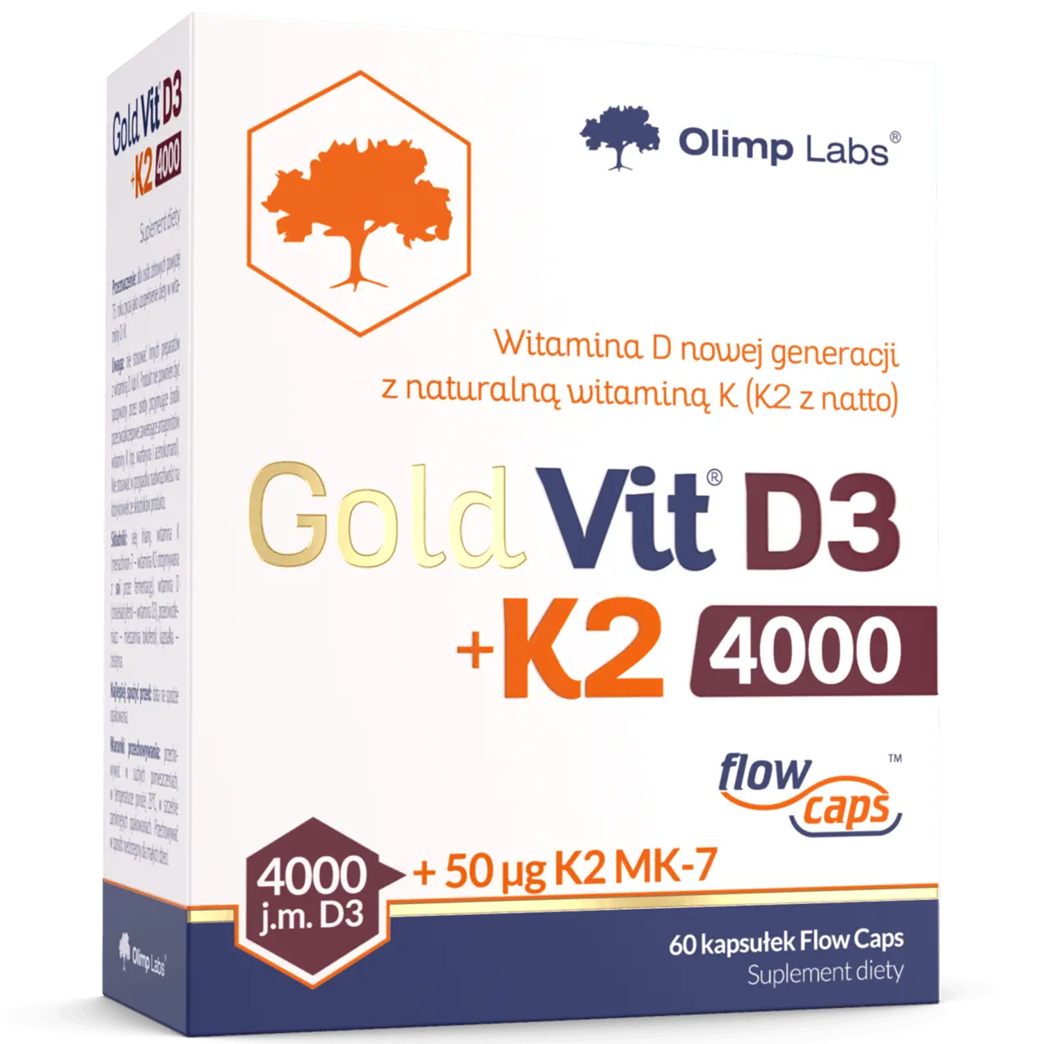 Olimp Gold-Vit D3 + K2, witamina D 4000 j.m. + witamina K 50 µg, 60 kapsułek
